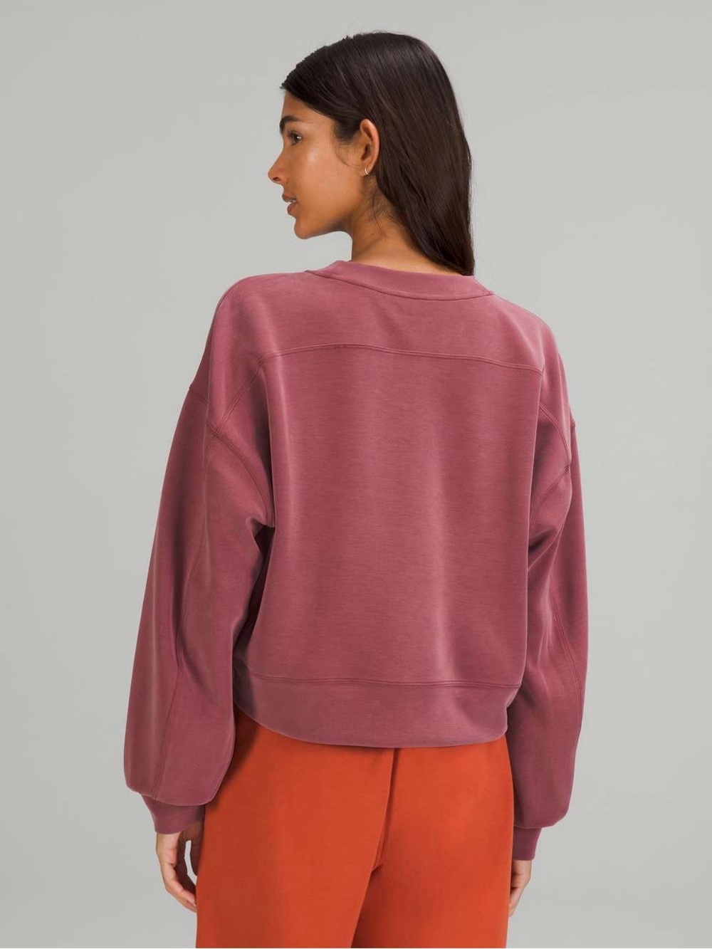 Lululemon Perfectly Oversized Cropped Crew *Softstreme Mulled Wine Women’s 0